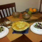 Kristin L's Cheese and onion pie, wall salad